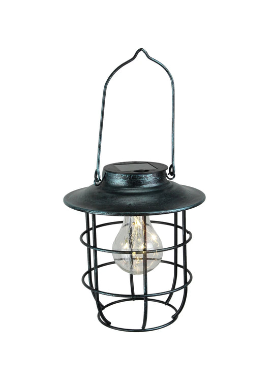 Direct International Industrial Cage Style Solar Powered LED Fairy Light Hanging Lantern