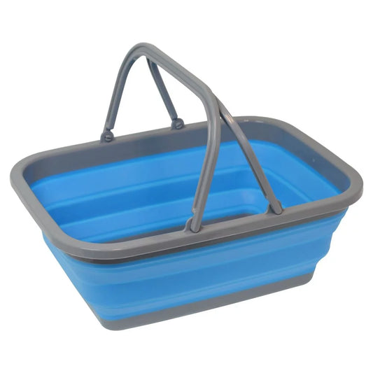 Collapsible Basket W/ Handle, Blue
