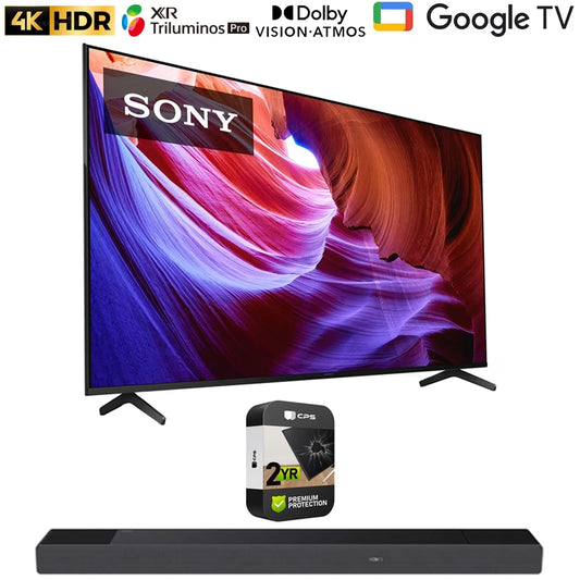 Sony KD75X85K 75 X85K 4K HDR LED TV with smart Google TV (2022 Model) Bundle with Sony 7.1.2ch 500W Dolby Atmos Soundbar and Premium 2 Year Extended Warranty