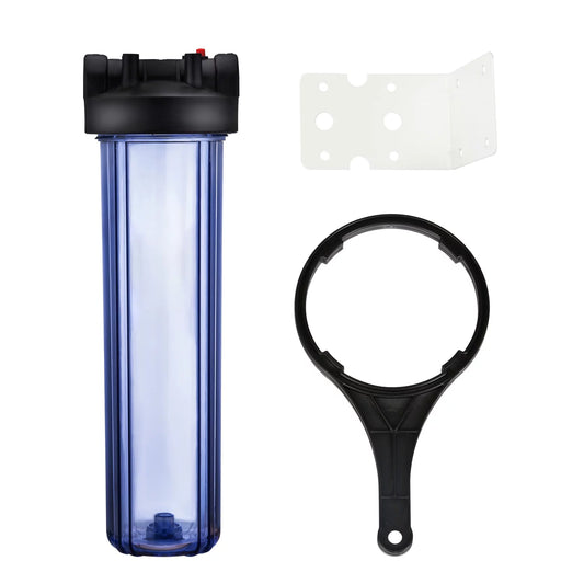 Geekpure 20-Inch Whole House Big Clear Water Filter Housing 3/4 inch Outlet/Inlet with Wrench and Bracket