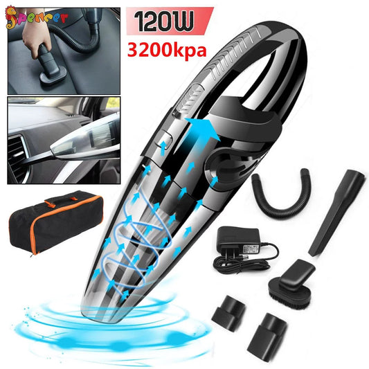 SPENCER Handheld Car Vacuum Cordless Cleaner, 120W Power Wet & Dry Auto Vacuum Cleaner USB Charger Portable Dust Buster Home Kitchen Car Dry Cleaning