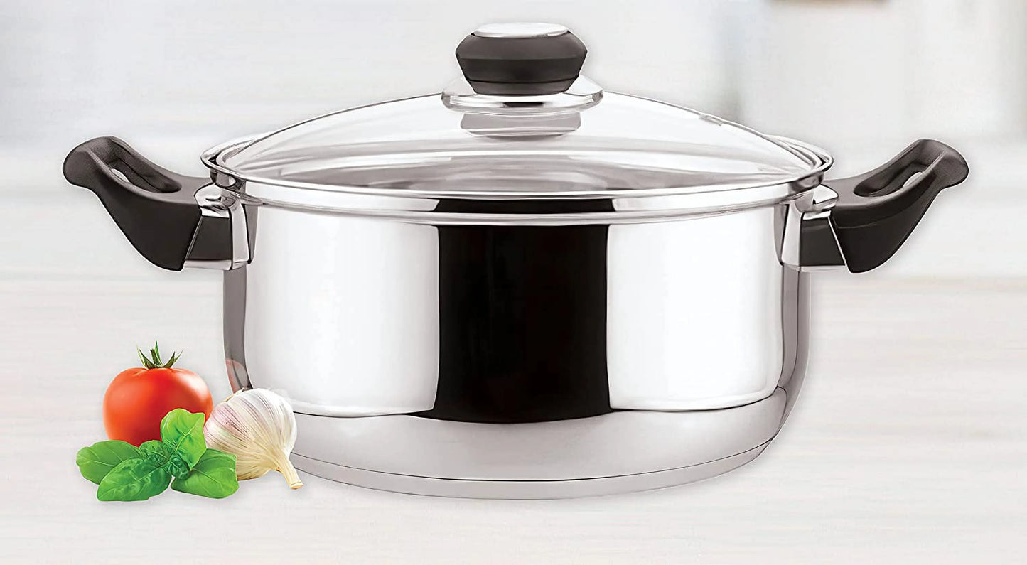 EUROSTAR 4QT Stainless Steel Stock Pot with Glass Cover