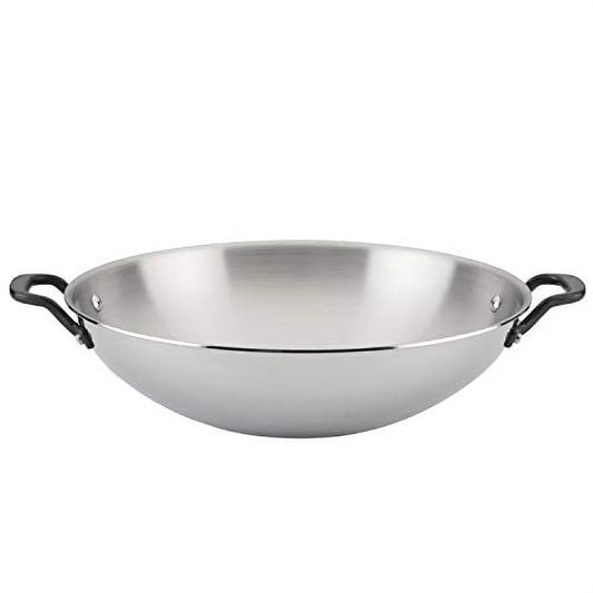 KitchenAid 5-Ply Clad 15 inch Stainless Steel Induction Wok, Polished Stainless Steel