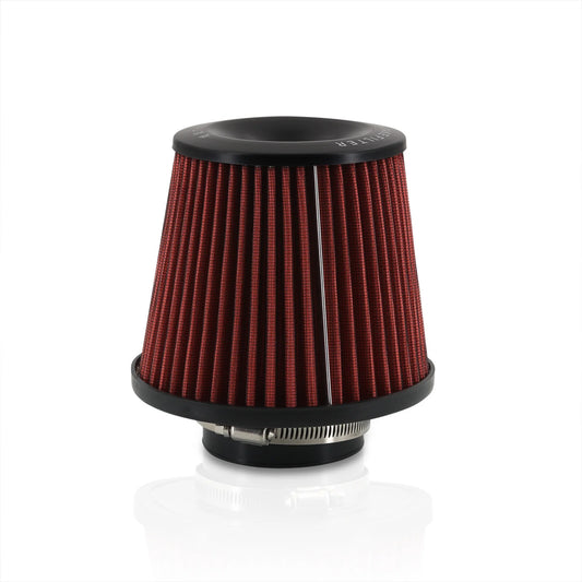 AJP Distributors JDM Sport Universal 3 Air Filter Short Ram SRI Cold Air Intake CAI Turbo Induction Steel Mesh Red Black Cone Upgrade Compatible/Replacement For Universal Car Truck