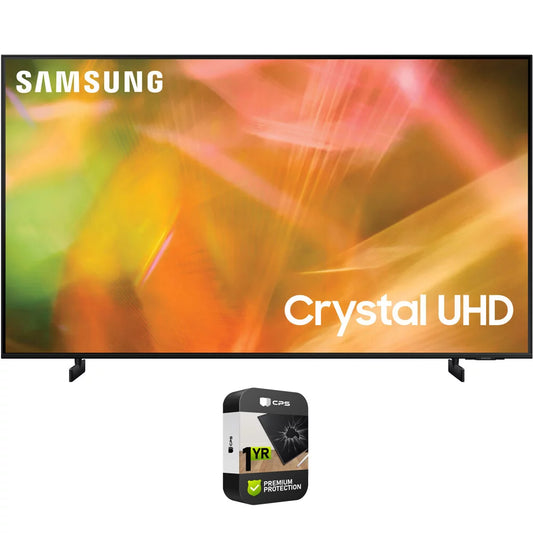 Samsung UN65AU8000 65 Inch 4K Crystal UHD Smart LED TV (2021) Bundle with Premium Extended Warranty