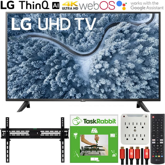 LG 55UP7000PUA 55 Inch UP7000 Series 4K LED UHD Smart webOS TV (2021 Model) Bundle with TaskRabbit Installation Services + Deco Gear Wall Mount + HDMI Cables + Surge Adapter