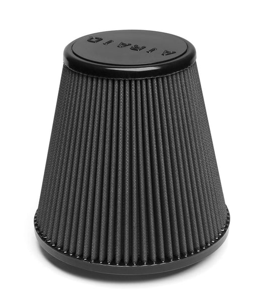 Airaid 702-445 Universal Clamp-On Air Filter: Round Tapered; 4.5 in (114 mm) Flange ID; 7.5 in (191 mm) Height; 8 in (203 mm) Base; 5 in (127 mm) Top