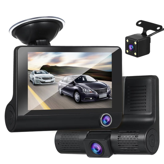 ammoon Dash Cam 1080P Full Front and Rear Dual Camera, 4 Inch IPS Screen, Loop Recording, Motion Detection, Parking Monitor Stay Secure on Road!