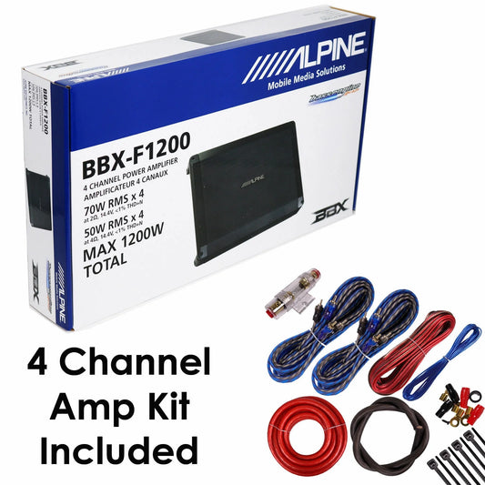 Alpine BBX-F1200 BBX Series 600W 2-ohm Stable 4 Channel Class-A/B Amp w/Amp KIT