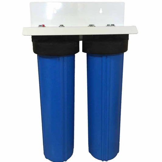 20-inch 2 Stage Big Blue Whole House Filter with Bone Char Carbon Filter - Reduces or Removes Fluoride, Radioactive Particles, and Toxic Metals