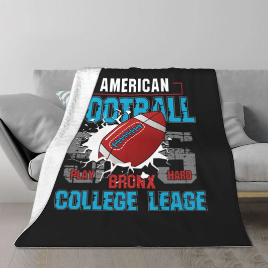 TEQUAN Double Layer Plush Bed Blanket, Vintage American Football Pattern Cozy Soft Air Conditioner Throw Blankets, 50 x 40