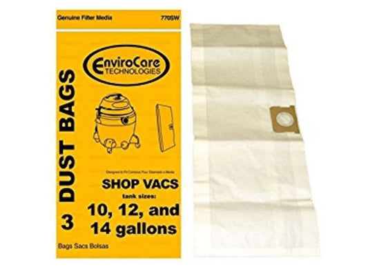 Shop Vacuum Vac Cleaner Dust Bags 10, 12, 14 Gallon Type 9066200, 770SW, 9066200 [150 Bags]