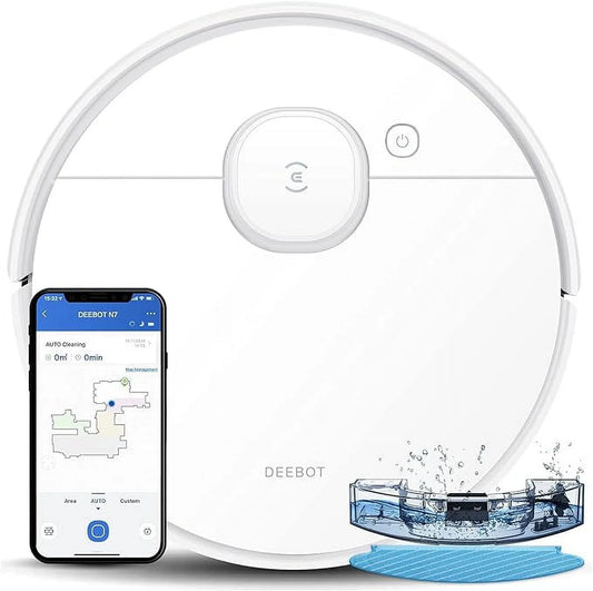 Open Box ECOVACS Deebot OZMON7 Robot Vacuum and Mop Cleaner Laser Navigation - WHITE