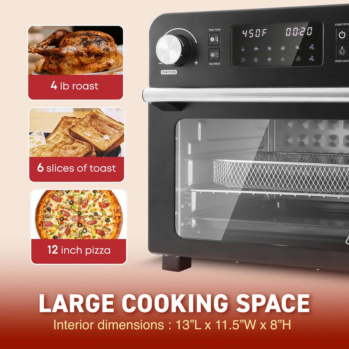 Elite Cuisine 23L Air Fryer Oven with Digital Controls