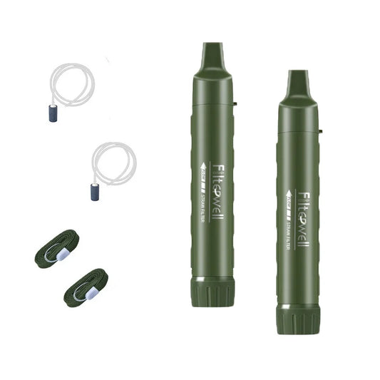 Personal Water Filter Straw Mini Water Purifier Survival Gear for Hiking, Camping, Travel and Emergency Preparedness,2Pack