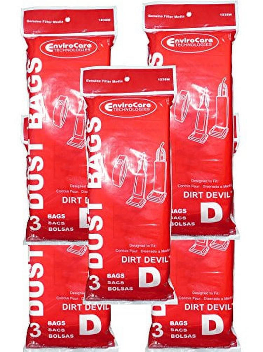 15 Royal Dirt Devil Type D Vacuum Bags, Featherlite, Lite Plus, Extra, Classic,