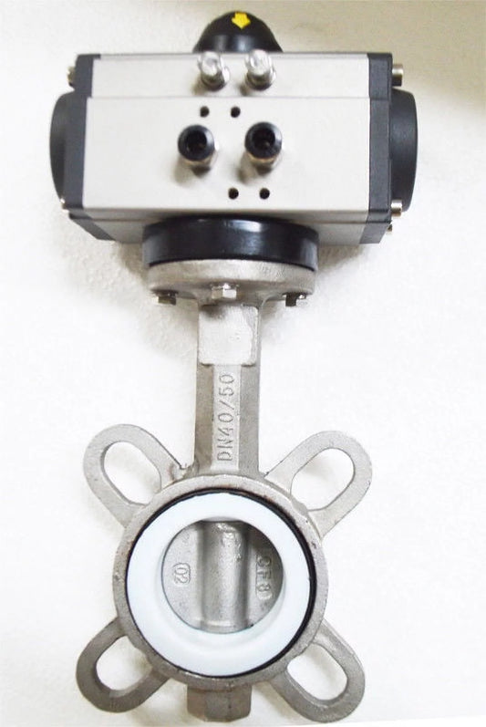 Techtongda 2'' Double Acting Butterfly Valve Pneumatic Air Actuated Ball Valve Ball Check #140065