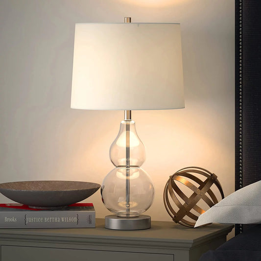 Evelyn&Zoe 21 Table Lamp with White Drum Linen Shade