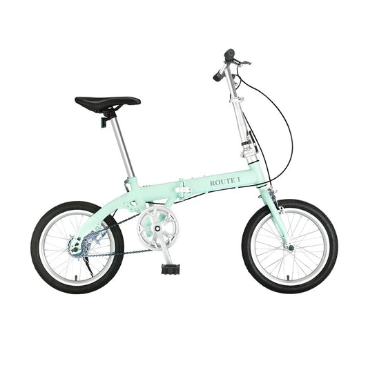 ROUTE 1 Bicycles, Folding Bike Single Speed Aluminium 14-inch Wheels Easy Folding City Bicycle