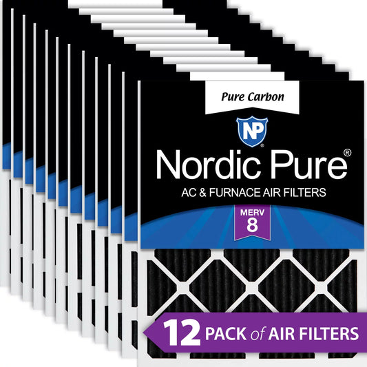 Nordic Pure 16x16x1 Pure Carbon Pleated Odor Reduction Furnace Filters 12 Pack