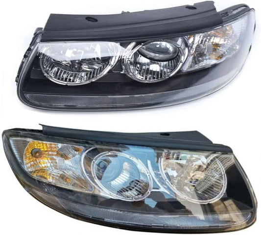 Aiqidi 1 Pair Headlight Black Housing Clear Lens H7 Headlamp Assembly for 2007-2012 Hyundai Santa Fe