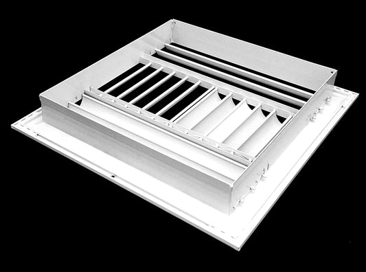20w X 20h 4-Way Aluminum Curved Blade Adjustable Air Supply HVAC Diffuser - Full Control Vertical/Horizontal Airflow Direction - Vent Duct Cover [Outer Dimensions: 21.65w X 21.65h] 20 x 20