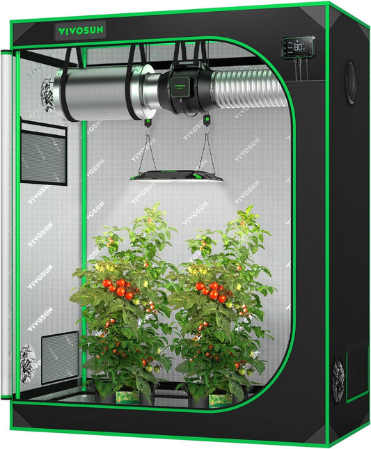 VIVOSUN S425 4x2 Grow Tent, 48x24x60 High Reflective Mylar with Observation Window and Floor Tray