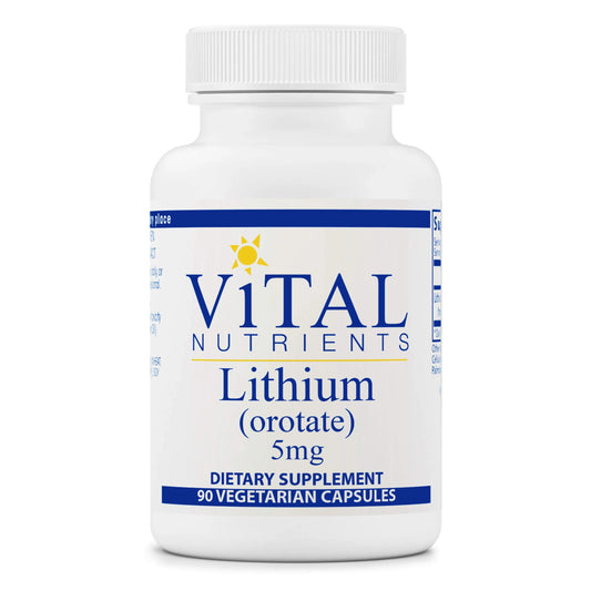 Vital Nutrients - 100% Elemental Lithium (Orotate) - Supports Mental and Behavioral Health - 90 Vegetarian Capsules per Bottle - 5 mg