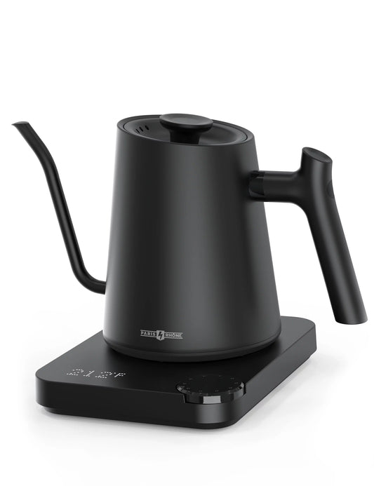 Paris Rhone Gooseneck Electric Pour-over Kettle, Temperature Variable Stainless Steel Kettle, Hot Water for Coffee Tea Brewing Black
