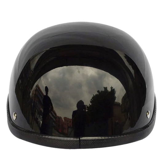 Anself Retro Style Motorcycle Half Helmet ABS+Cotton - Bright Black for Motorcyclist Biker Ridder(One Size)Universal Washable