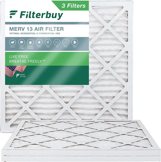Filterbuy 16x16x1 MERV 13 Pleated HVAC AC Furnace Air Filters (3-Pack)