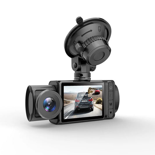 moobody 3 Cameras Dash Cam 2in Clear Car Rearview Mirror Car Video Recording Multi-Language Car Recorder Auto Safety Driving Recorder