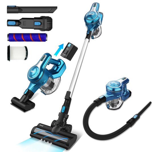 INSE Cordless Vacuum Cleaner, 23Kpa 250W Brushless Motor Stick Vacuum, Up to 45 Mins Runtime 2500mAh Rechargeable Battery, 10-in-1 Lightweight Handheld for Carpet Hard Floor Pet Hair
