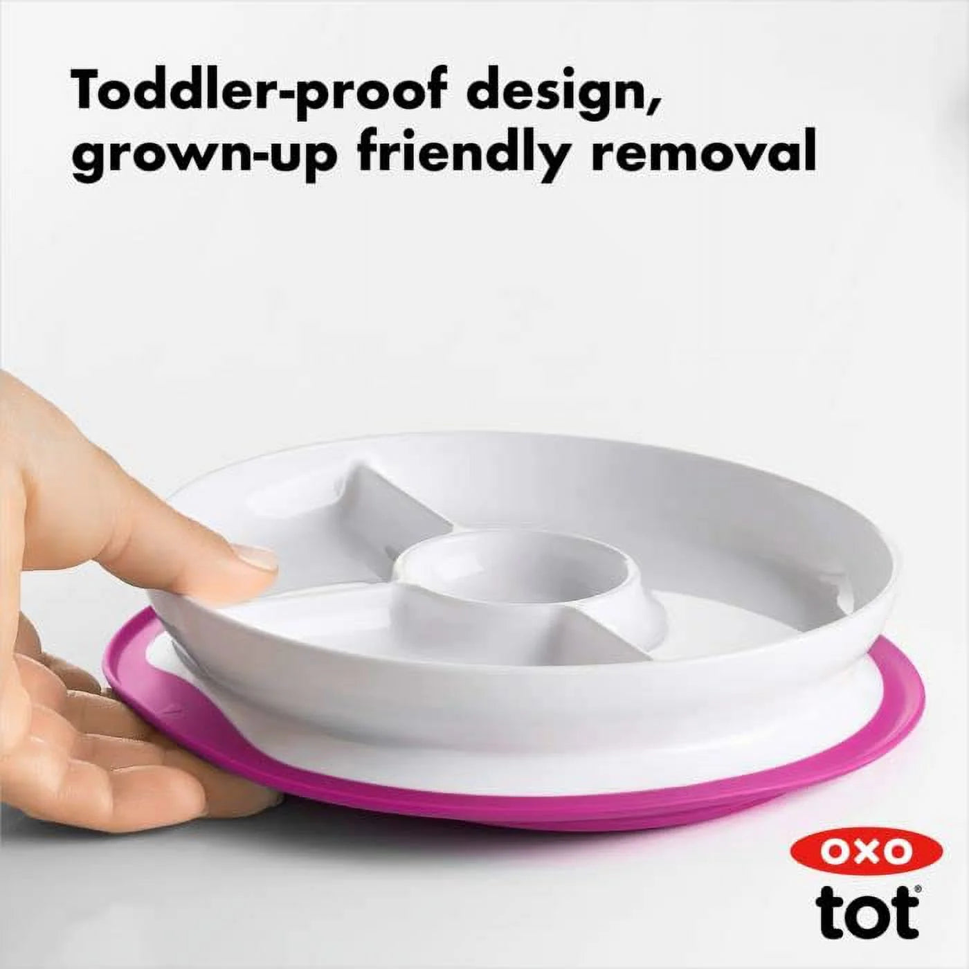 OXO Tot Stick & Stay Suction Divided Plate - Pink