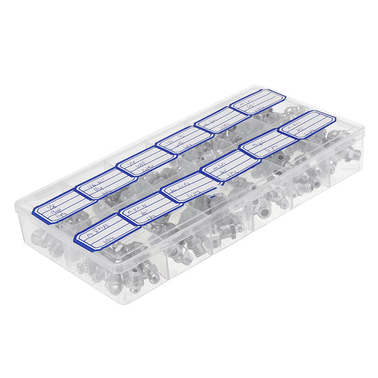 ammoon Durable 130Pcs Hydraulic Grease Nipple Fitting Assortment Kits for Automotive and Industrial Applications
