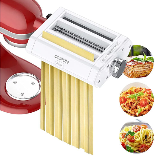 Coolcook Pasta Attachment for Kitchenaid Mixer  3 in 1 Kitchen Aid Pasta Maker Assecories Included Pasta Sheet Roller, Spaghetti Cutter, Fettuccine Cutter