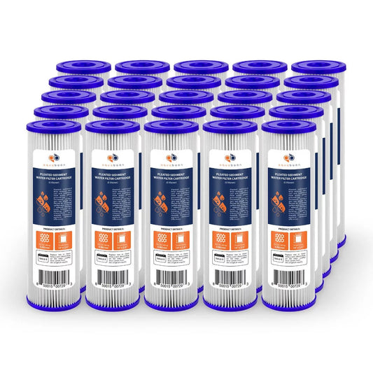 25-PACK Of 5 Micron Pleated Sediment Water Filter Cartridge 10x2.5 Standard Size by Aquaboon