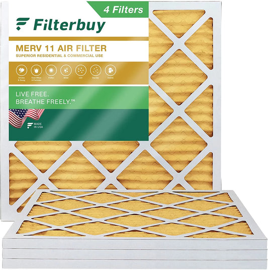 Filterbuy 10x10x1 MERV 11 Pleated HVAC AC Furnace Air Filters (4-Pack)