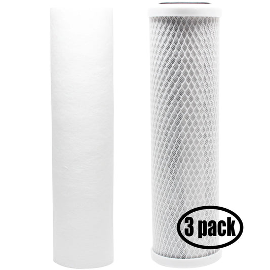 3-Pack Replacement for Filter Kit for ThePerfectWater VL2SB1 RO System - Includes Carbon Block Filter & PP Sediment Filter - Denali Pure Brand