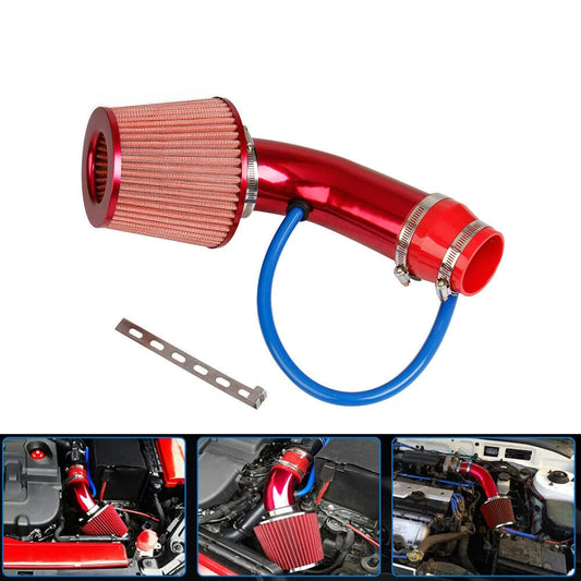 Car Accessories Universal Cold Air Intake Filter Induction Kit Pipe Power Flow Hose System, Red