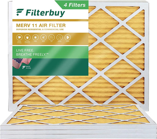 Filterbuy 20x21x1 MERV 11 Pleated HVAC AC Furnace Air Filters (4-Pack)