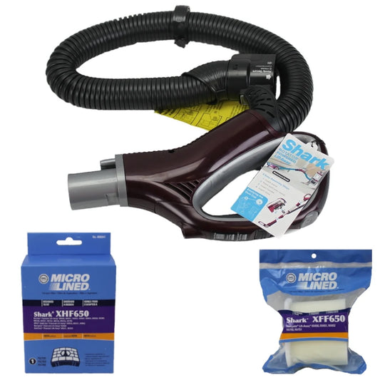 Shark NV650W, NV652, NV750W, NV752 Hose & Handle Assembly with HEPA, Foam, & Felt Filters Rotator Powered Lift Away Vacuum