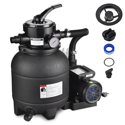 Yescom 12 Sand Filter Pump for Above Ground Pool 4-Way Valve 2640GPH 3/4HP w/ Strainer