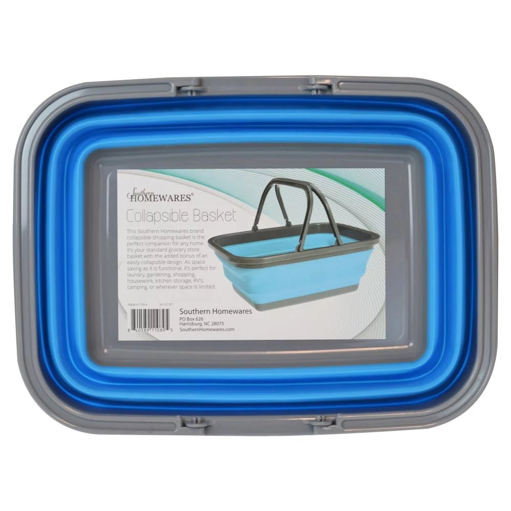 Collapsible Basket W/ Handle, Blue