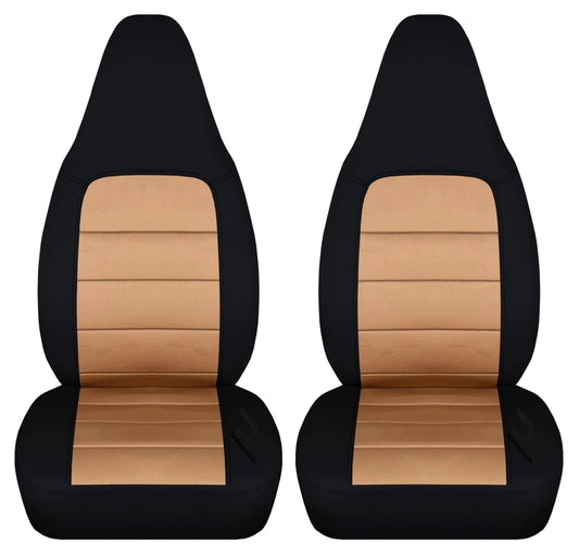T326-Designcovers Fits 2001-2005 Mazda MX-5 Cotton Miata Seat Covers:Black and Tan