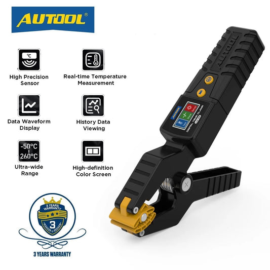 AUTOOL LM55 Digital Temp Clip HVAC Refrigeration Temperature Measuring Clamp High Precision Temp Probe Sensor -50°C~260°C Ultra-wide Measure Range W/ Waveform Display HD Backlit for Pipe Measurement