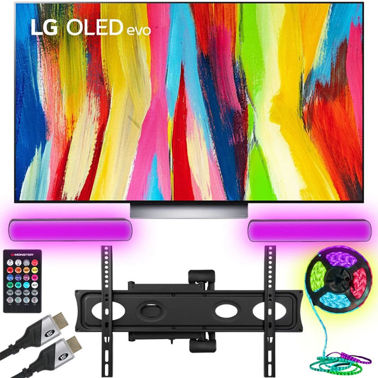Restored LG OLED65C2PUA 65 Inch HDR 4K Smart OLED TV 2022 Bundle with Monster TV Wall Mount for 32-70 inch (Refurbished)