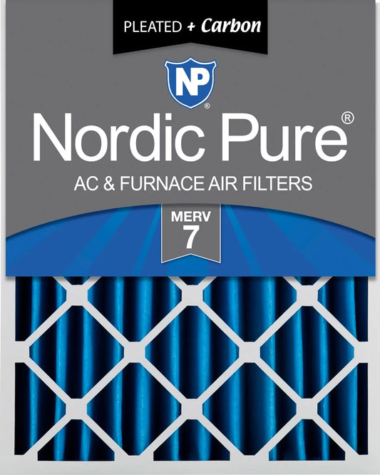 Nordic Pure 24x24x4 (3 5/8) Pleated Air Filters MERV 7 Plus Carbon 1 Pack