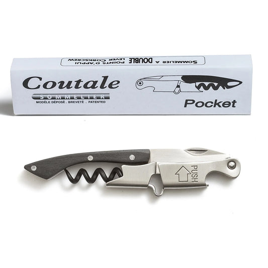 Pocket By Coutale Sommelier - The French Patented Spring-Loaded Double Lever Waiters Corkscrew and Wine Bottle Opener (Blackwood)