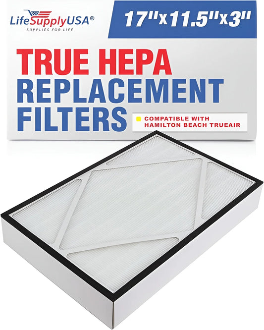 LifeSupplyUSA 2Pk True HEPA Filter Replacement 17 Compatible with Hamilton Beach 04913/04162/04163